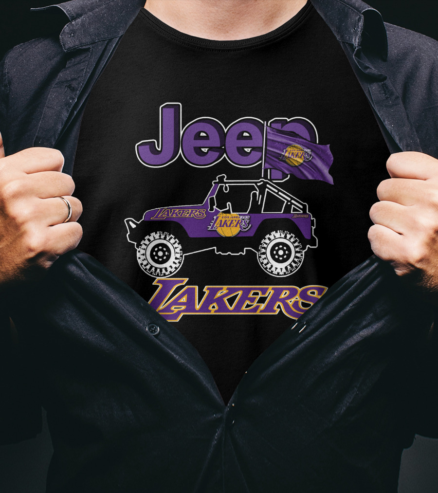Jeep Los Angeles Lakers Flag Logo Vehicle Wheels T-Shirt