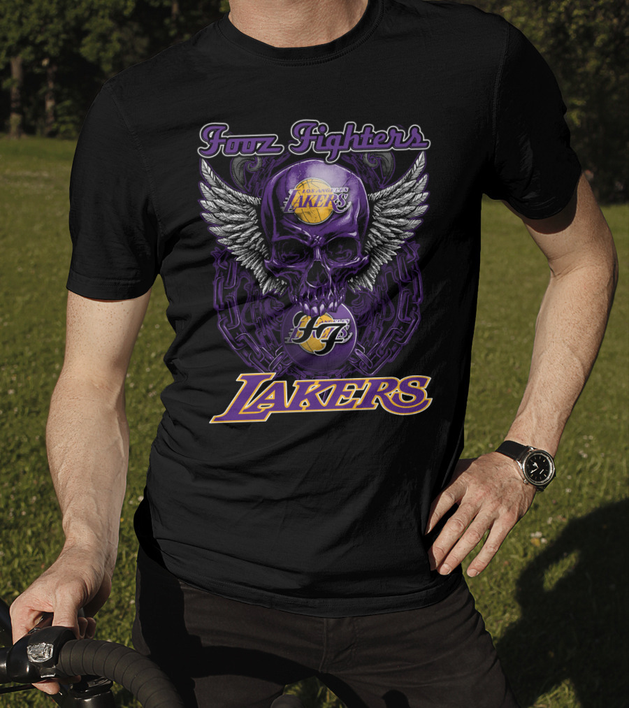 Foo Fighters Los Angeles Lakers Skull Wings T-Shirt
