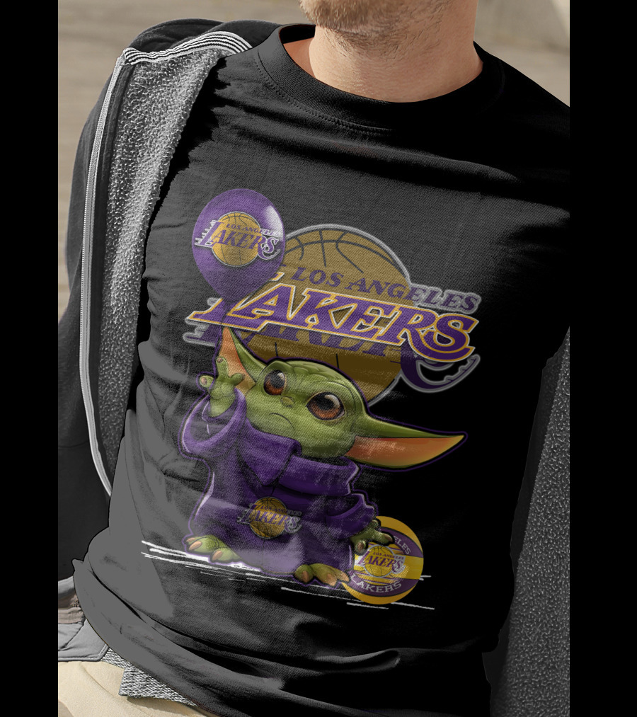 Yoda Los Angeles Lakers Basketball Logo Baby Alien T-Shirt