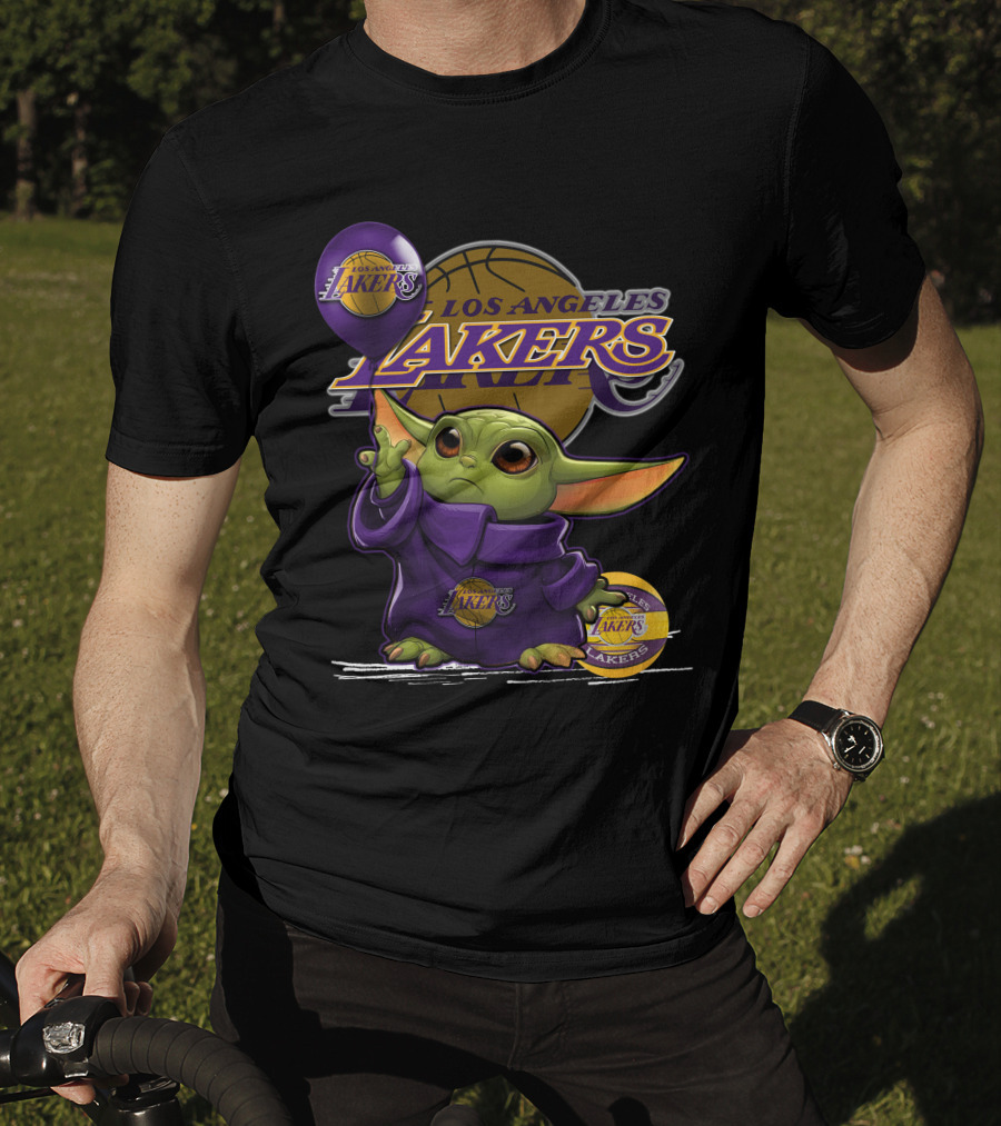 Yoda Los Angeles Lakers Basketball Logo Baby Alien T-Shirt