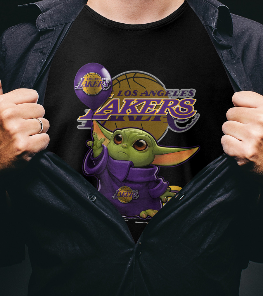 Yoda Los Angeles Lakers Basketball Logo Baby Alien T-Shirt