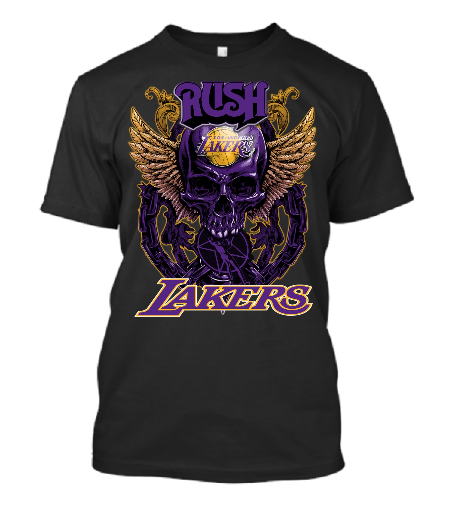 Rush Los Angeles Lakers Skull Wings T-Shirt