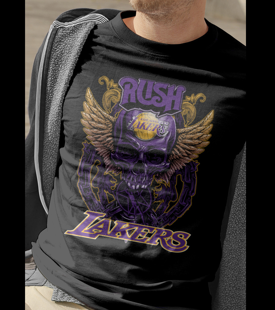 Rush Los Angeles Lakers Skull Wings T-Shirt