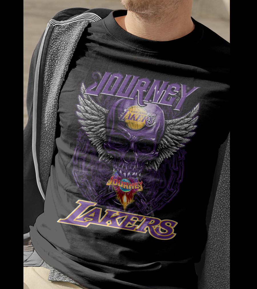 Journey Los Angeles Lakers Skull Wings Flame T-Shirt