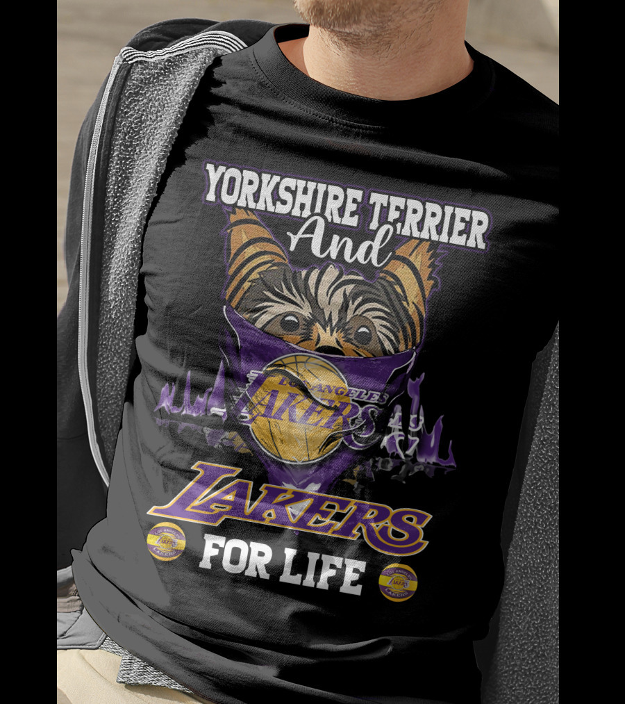 Yorkshire Terrier And Los Angeles Lakers For Life T-Shirt