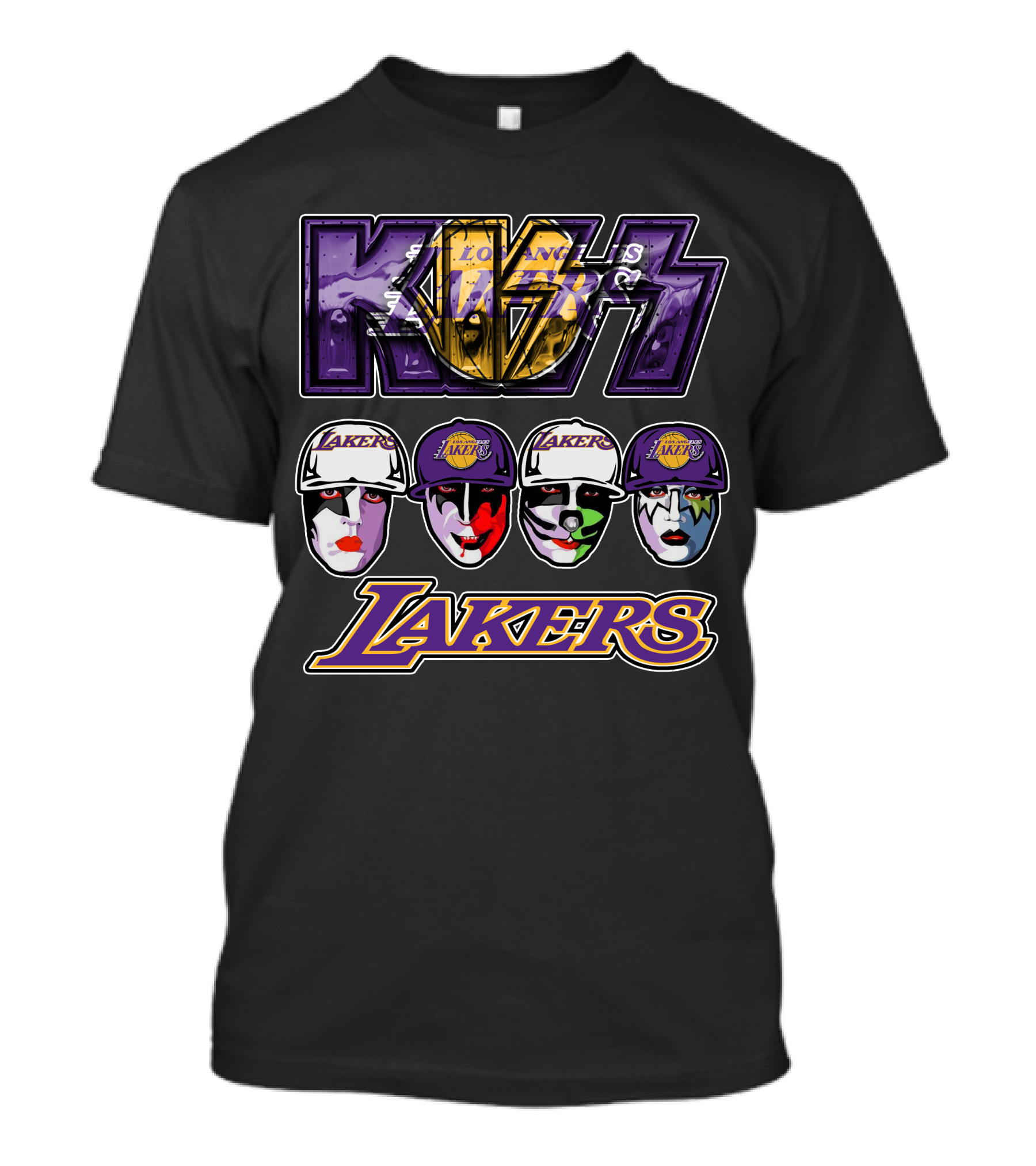 KISS Los Angeles Lakers Faces With Team T-Shirt