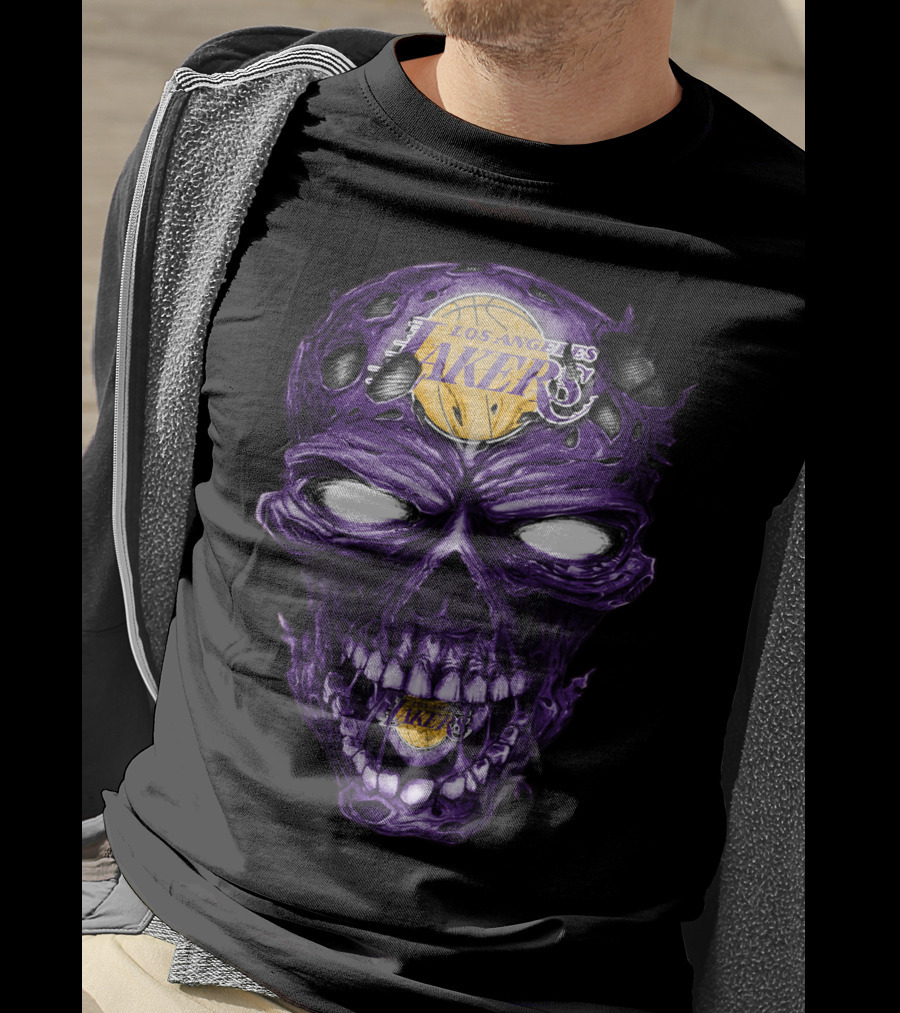 Skull Los Angeles Lakers Purple Basketball T-Shirt
