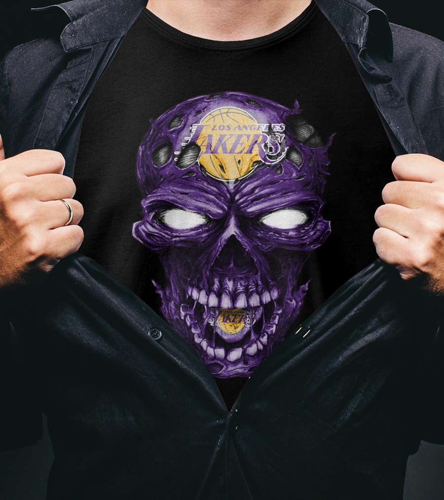 Skull Los Angeles Lakers Purple Basketball T-Shirt