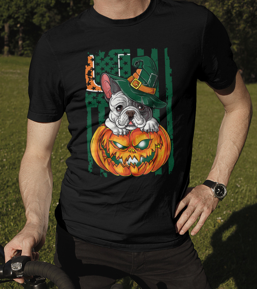 Hlw Bulldog Halloween Miami Hurricanes Pumpkin Hat T-Shirt