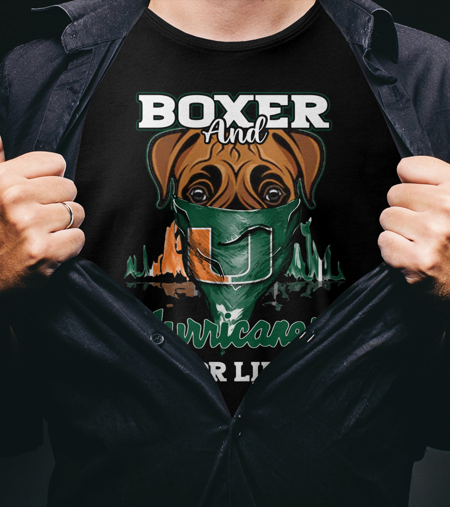 Boxer And Hurricanes For Life Miami T-Shirt