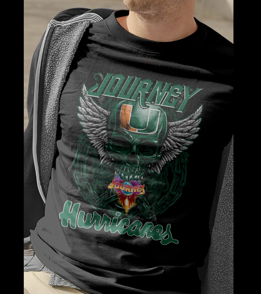Journey Miami Hurricanes Skull Wings T-Shirt