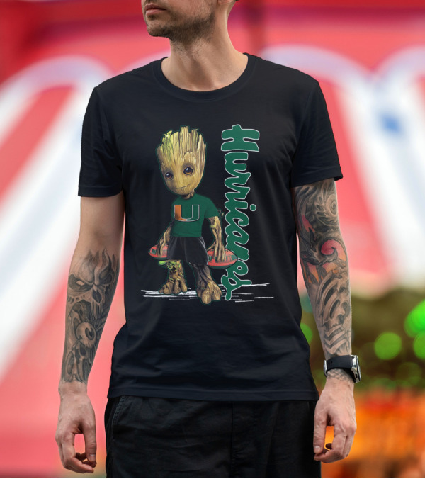 Premium T-Shirt: Groot Holding Football Miami Hurricanes U T-Shirt Groot Holding Football Miami Hurricanes U T-Shirt