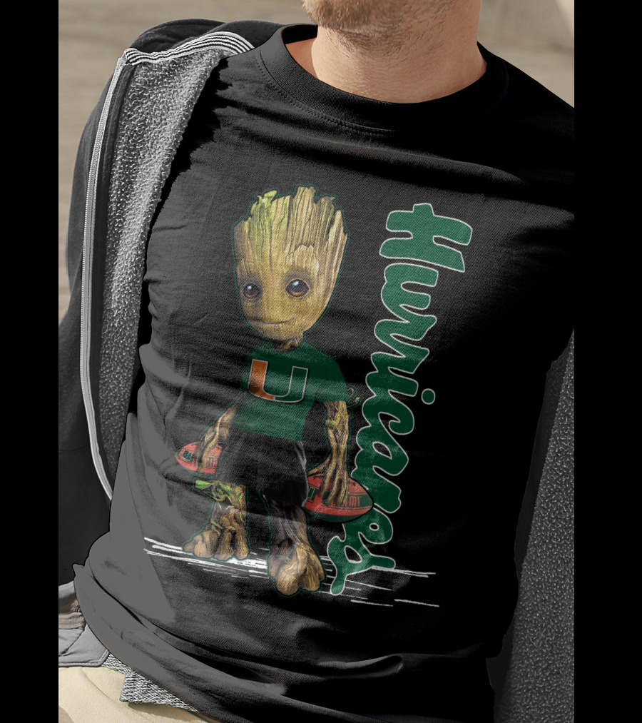 Groot Holding Football Miami Hurricanes U T-Shirt