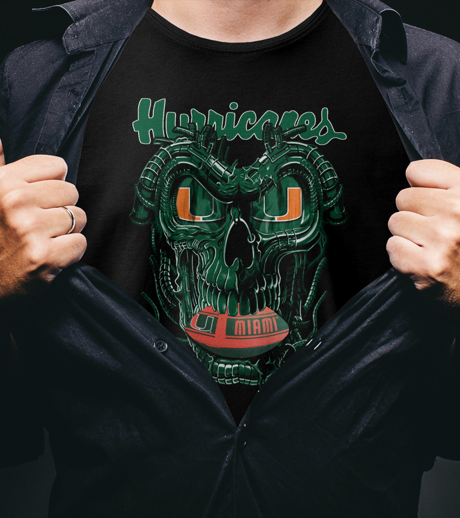 Miami Hurricanes Dragonskull Football T-Shirt