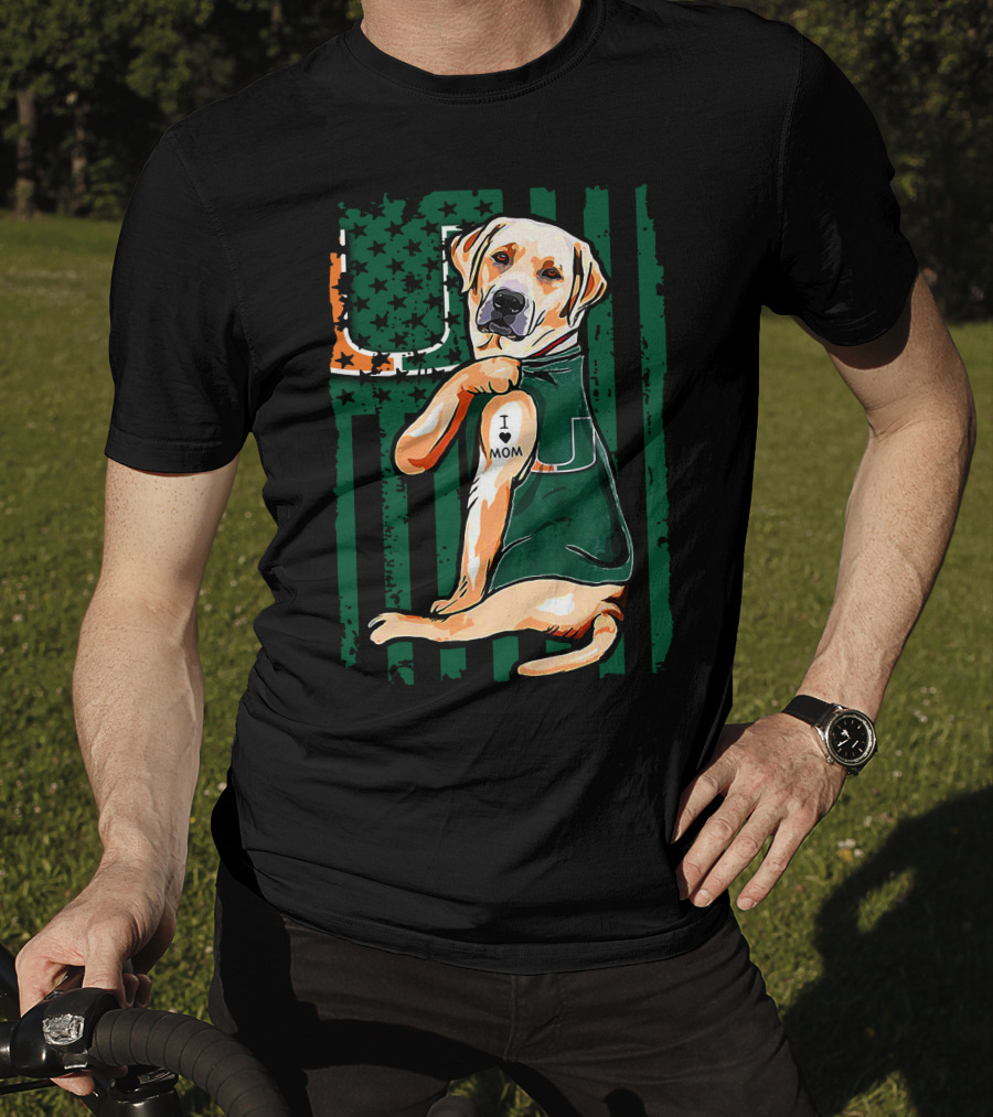 Labrador Retriever I Love Mom Miami Hurricanes T-Shirt