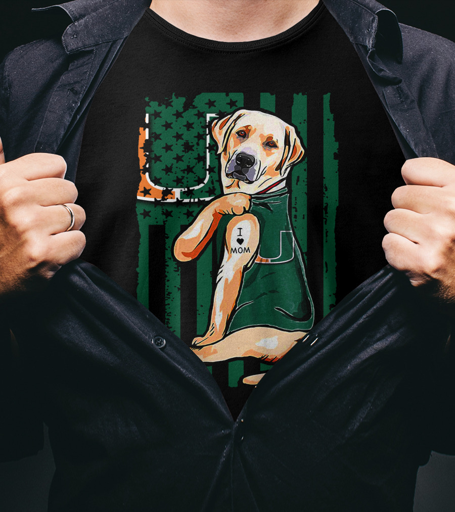 Labrador Retriever I Love Mom Miami Hurricanes T-Shirt