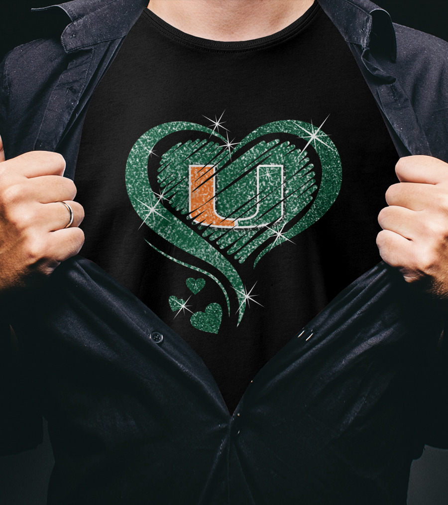Heart Diamond Miami Hurricanes U T-Shirt