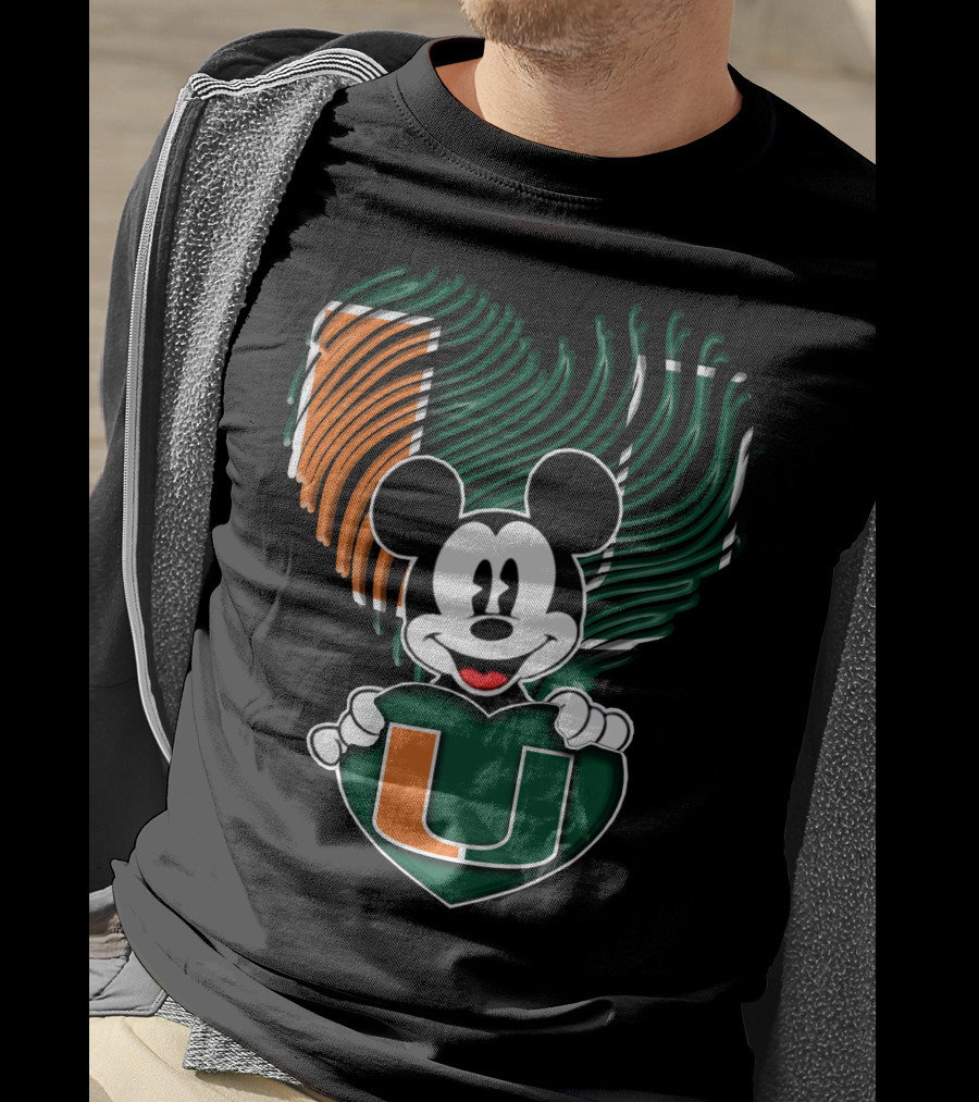 Mickey Mouse Miami Hurricanes Heart U T-Shirt