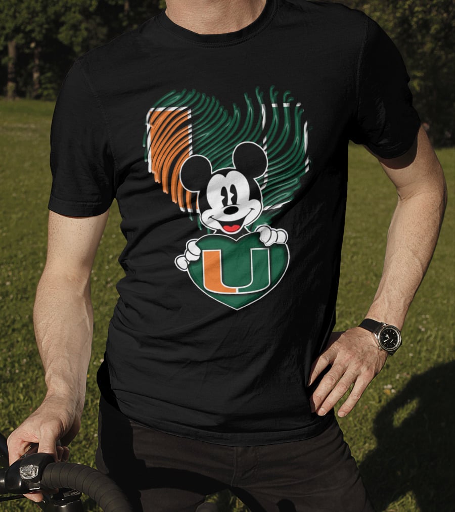 Mickey Mouse Miami Hurricanes Heart U T-Shirt