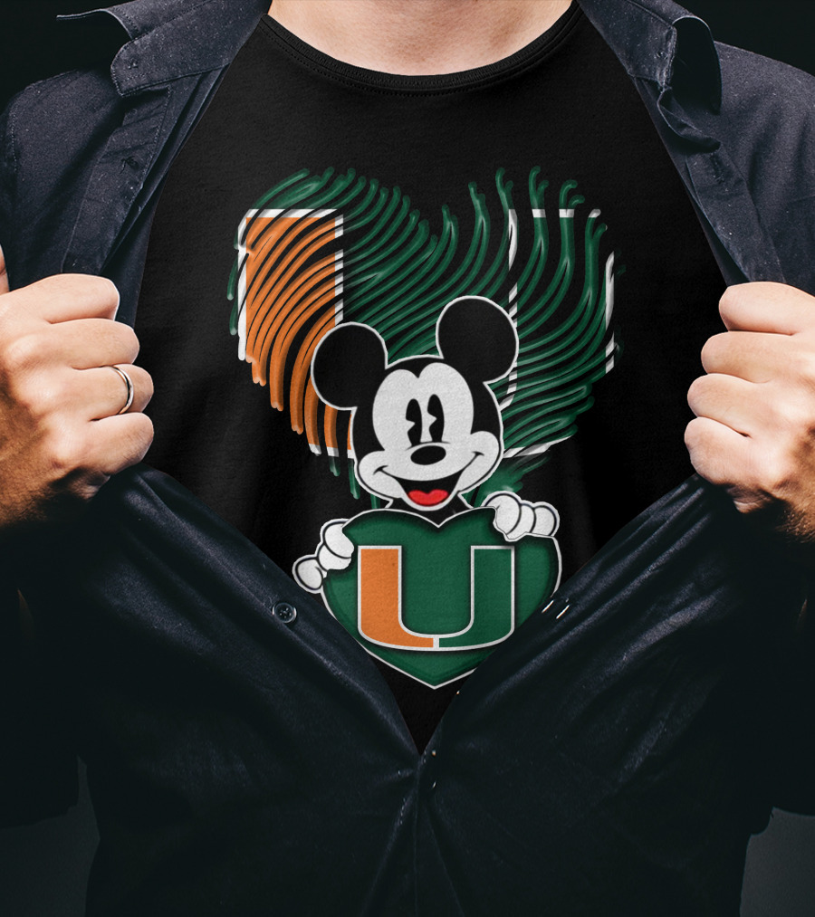 Mickey Mouse Miami Hurricanes Heart U T-Shirt