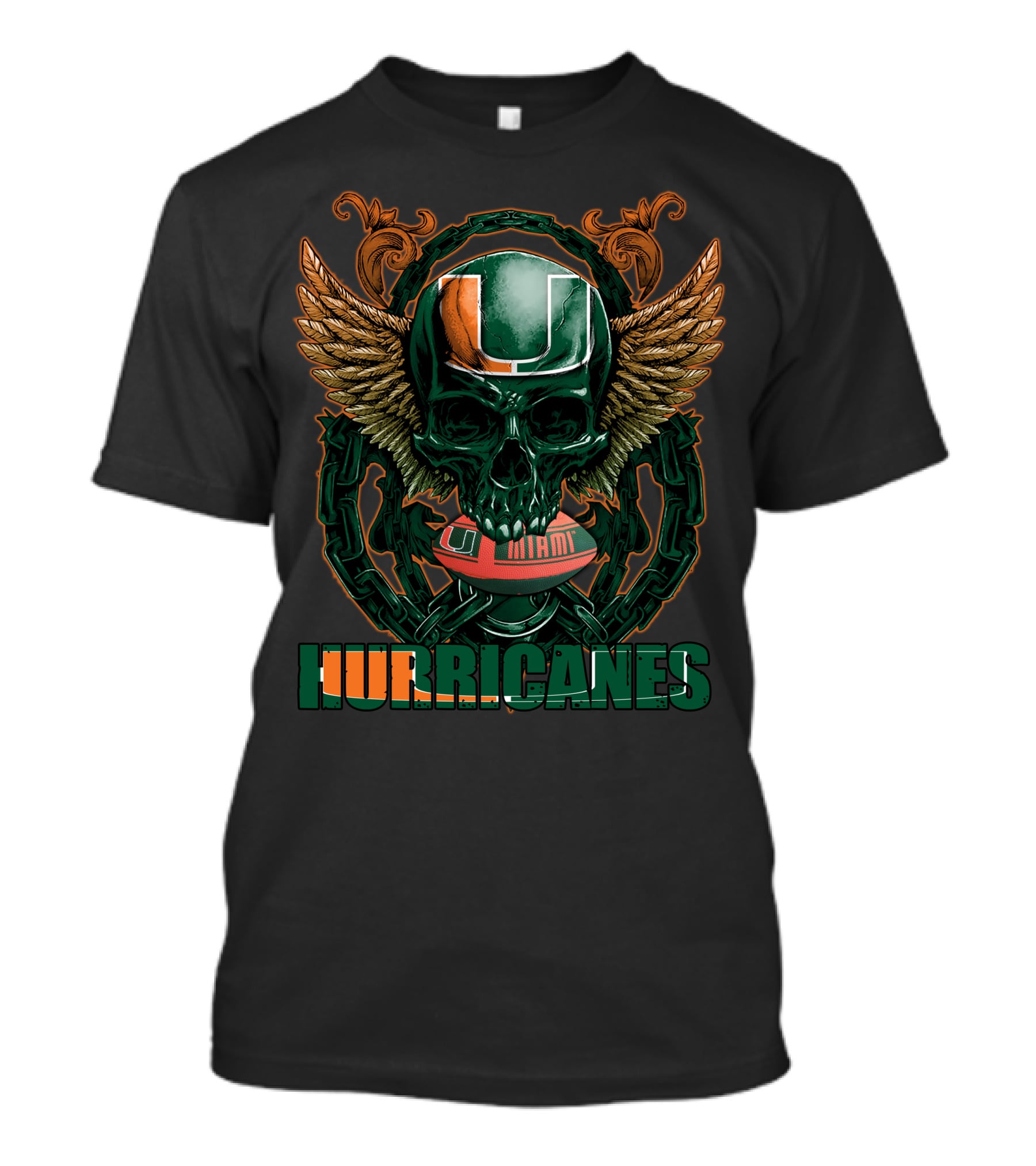 Hurricanes Skullfb Miami Football Helmet Wings T-Shirt
