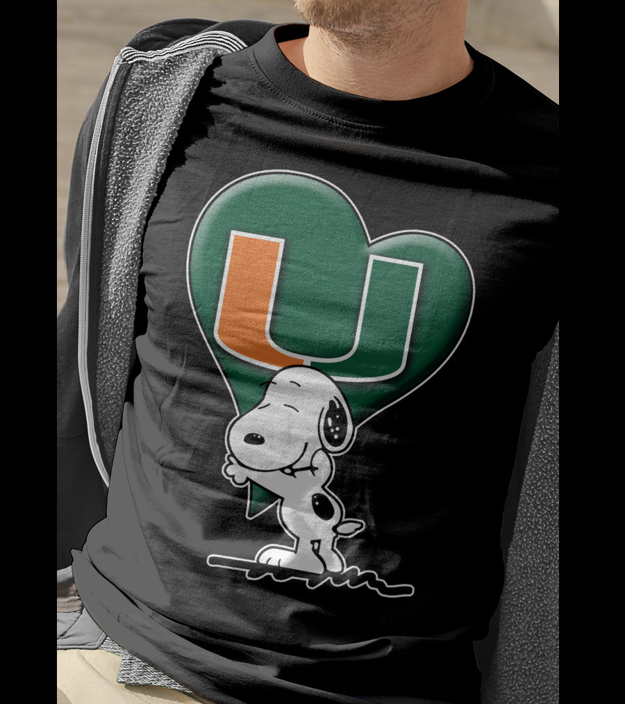 Snoop V1 Miami Hurricanes U Logo Heart Hug T-Shirt