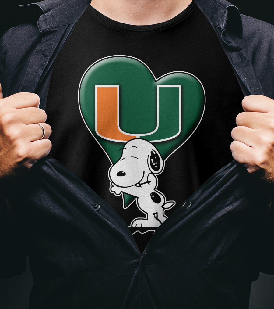 Snoop V1 Miami Hurricanes U Logo Heart Hug T-Shirt