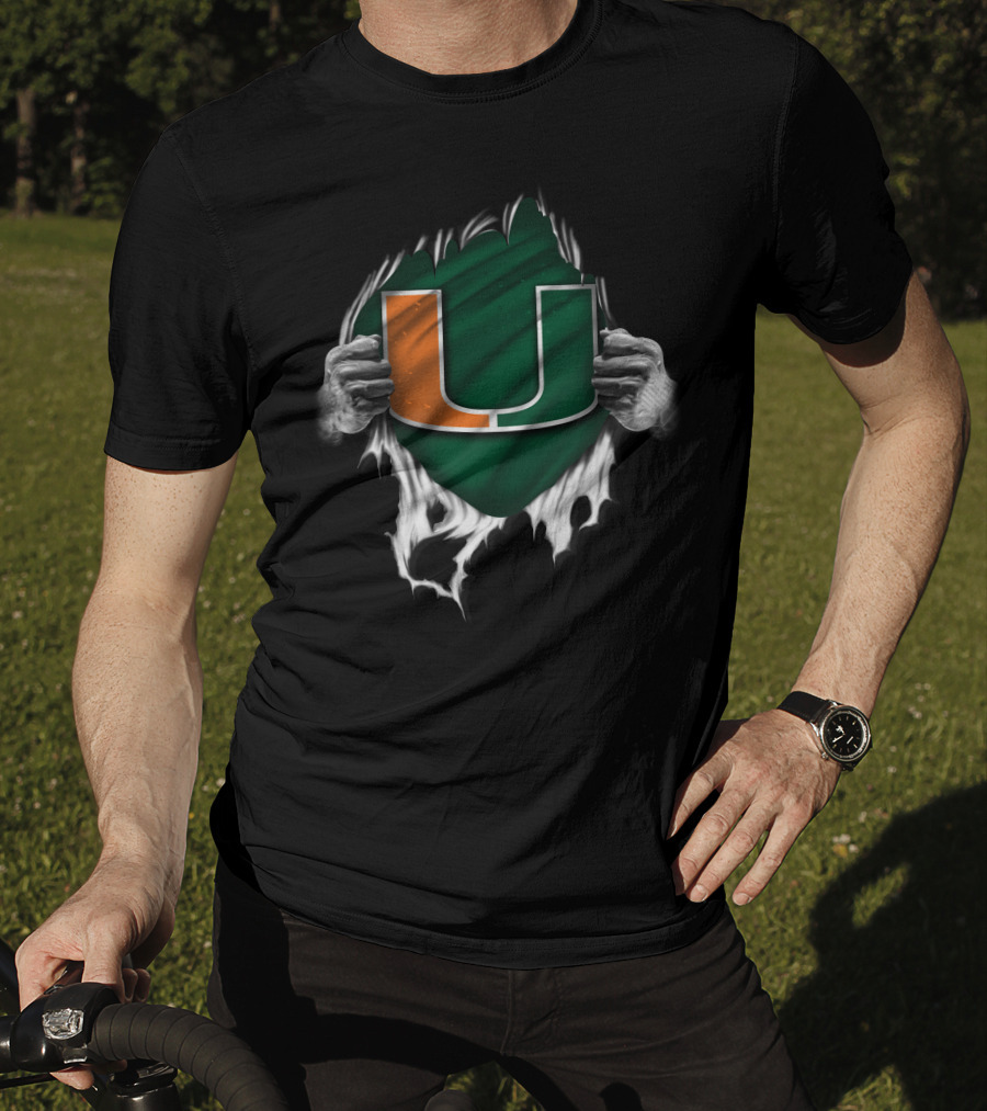 Miami Hurricanes U Logo Torn Reveal T-Shirt
