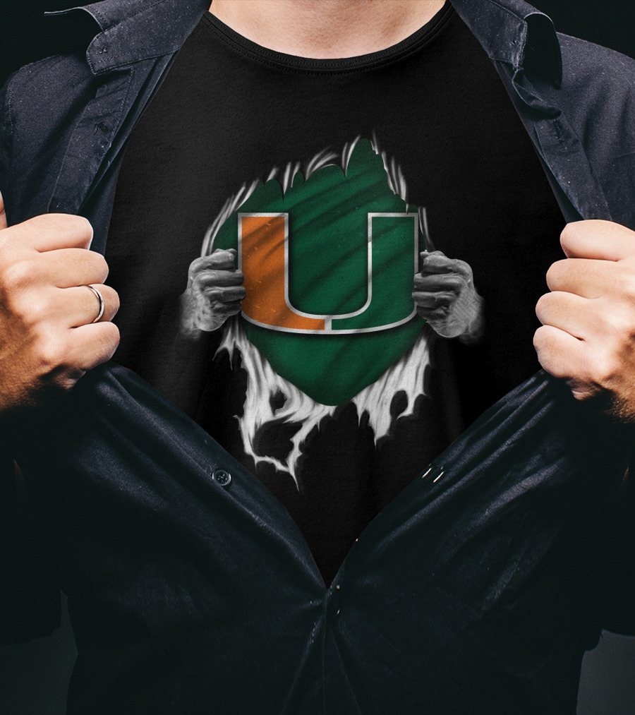 Miami Hurricanes U Logo Torn Reveal T-Shirt