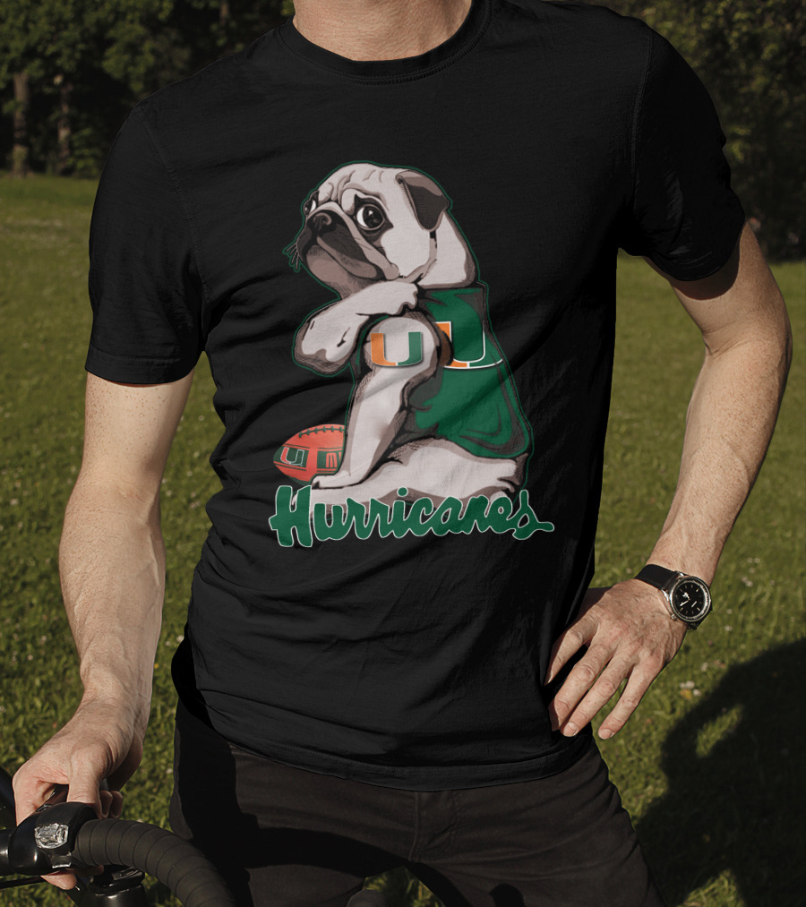 Pug Miami Hurricanes Football U T-Shirt