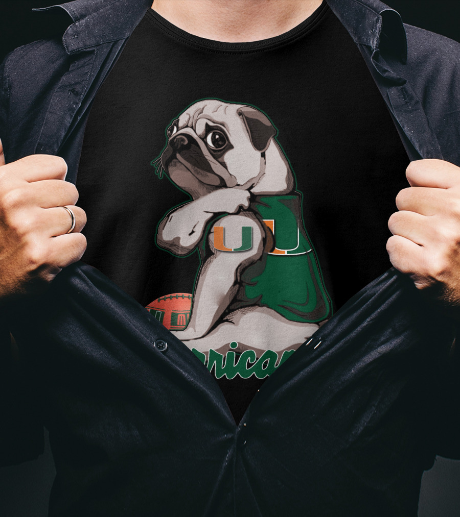 Pug Miami Hurricanes Football U T-Shirt