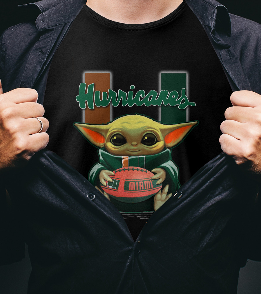 Yoda Miami Hurricanes Baby Holding Football U T-Shirt