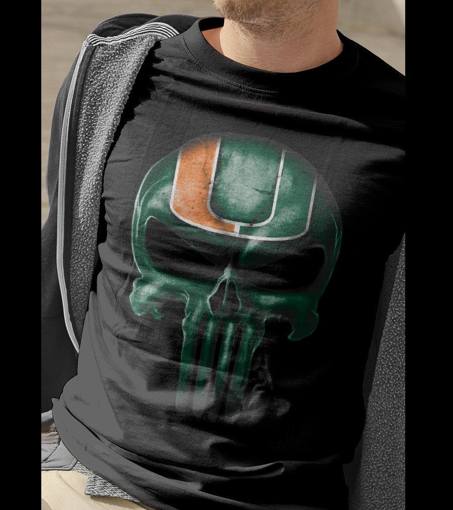 Miami Hurricanes Skull Punisher T-Shirt