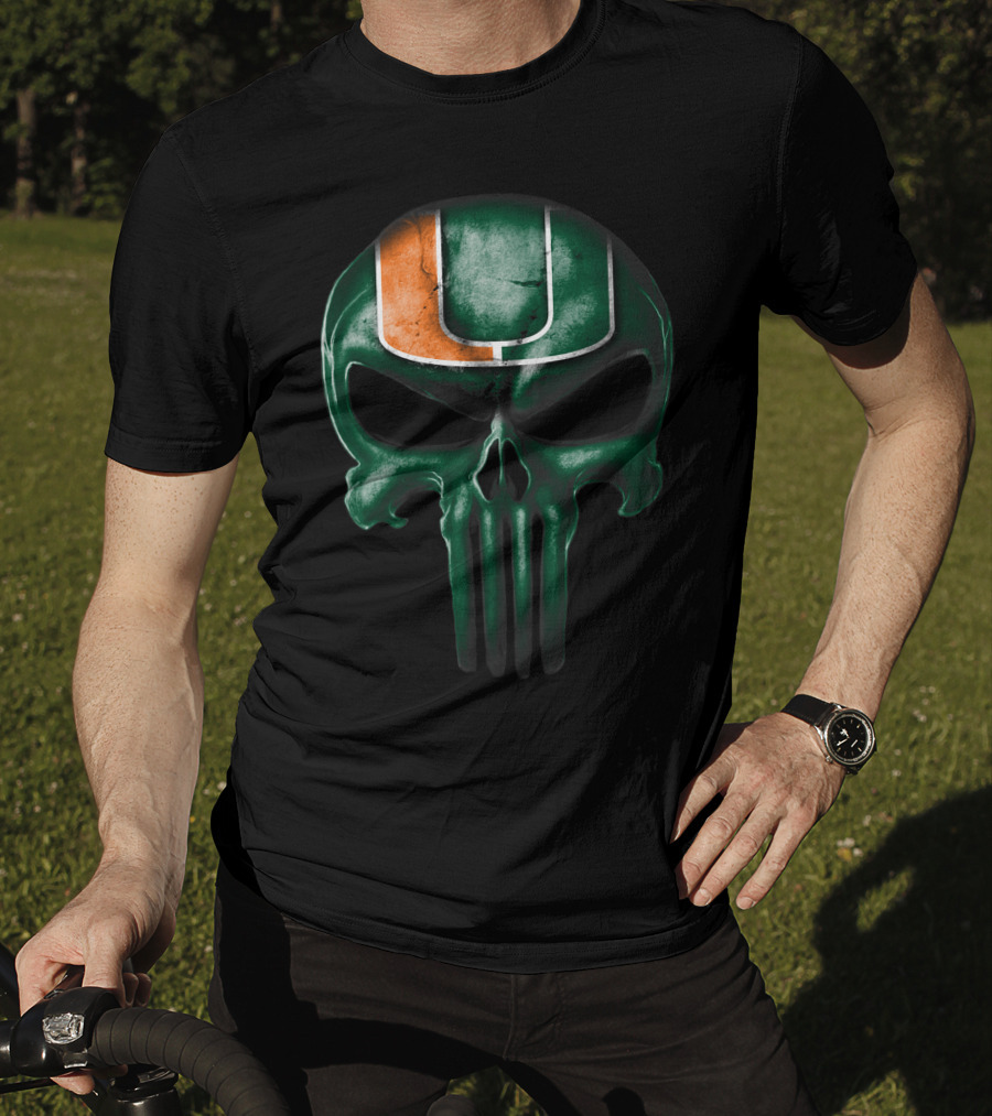 Miami Hurricanes Skull Punisher T-Shirt