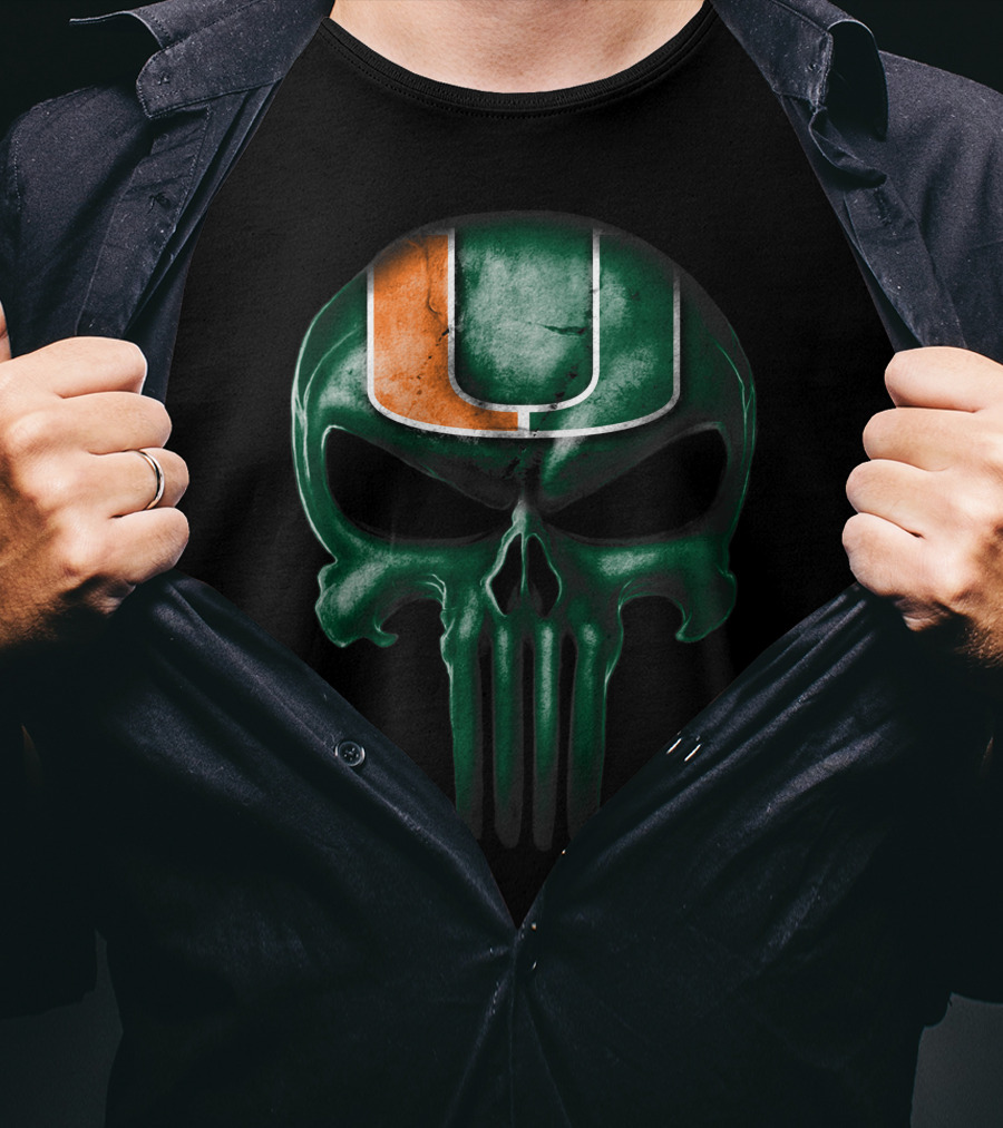 Miami Hurricanes Skull Punisher T-Shirt