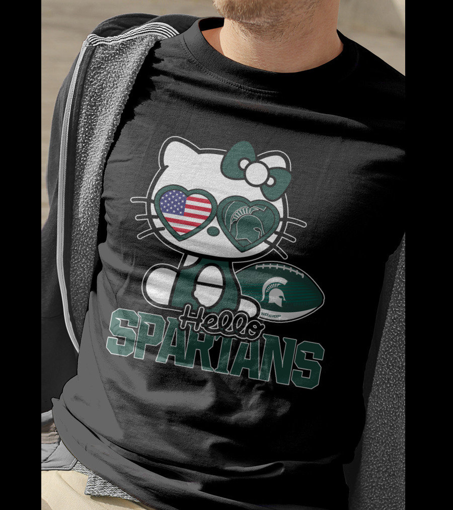 Hello Kitty Michigan State Spartans USA Football T-Shirt