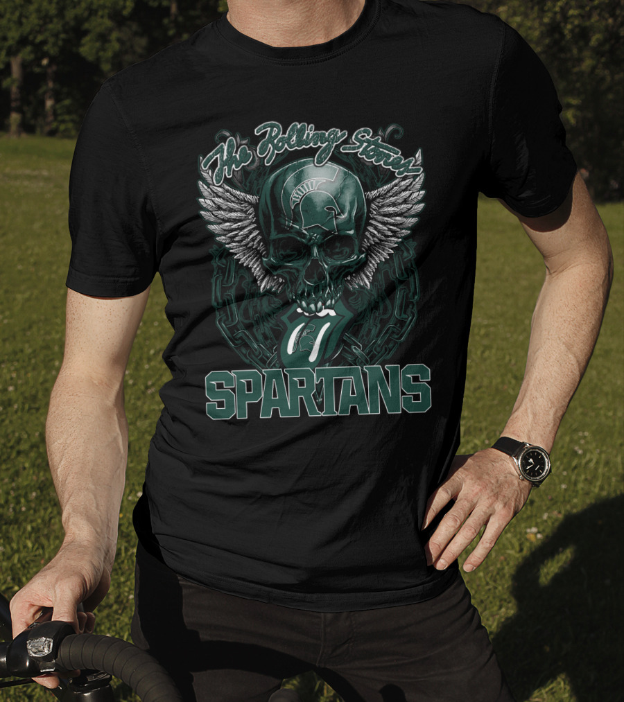 The Rolling Stones Michigan State Spartans Skull And Wings Icon With Tongue T-Shirt