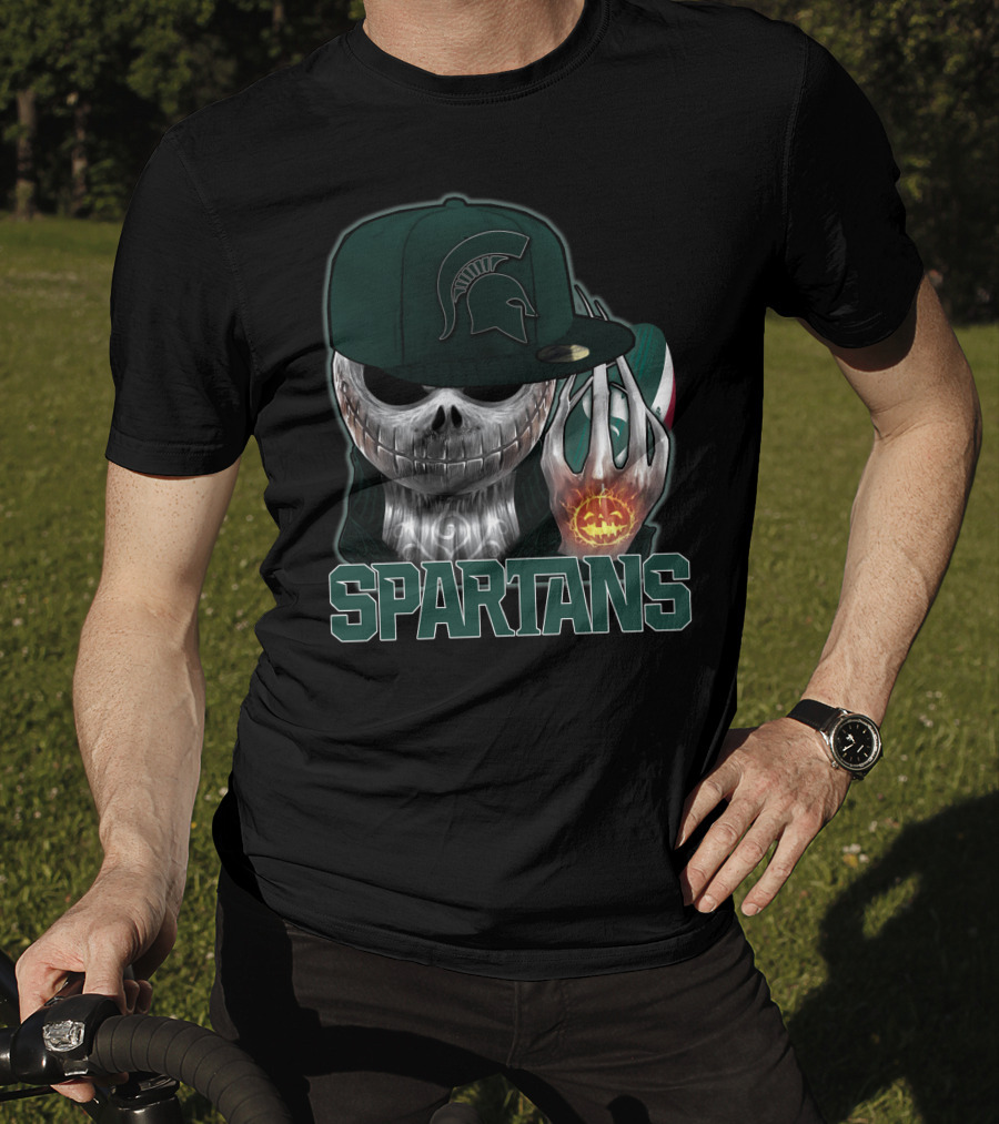 Jackskull Michigan State Spartans Halloween Pumpkin Skull T-Shirt