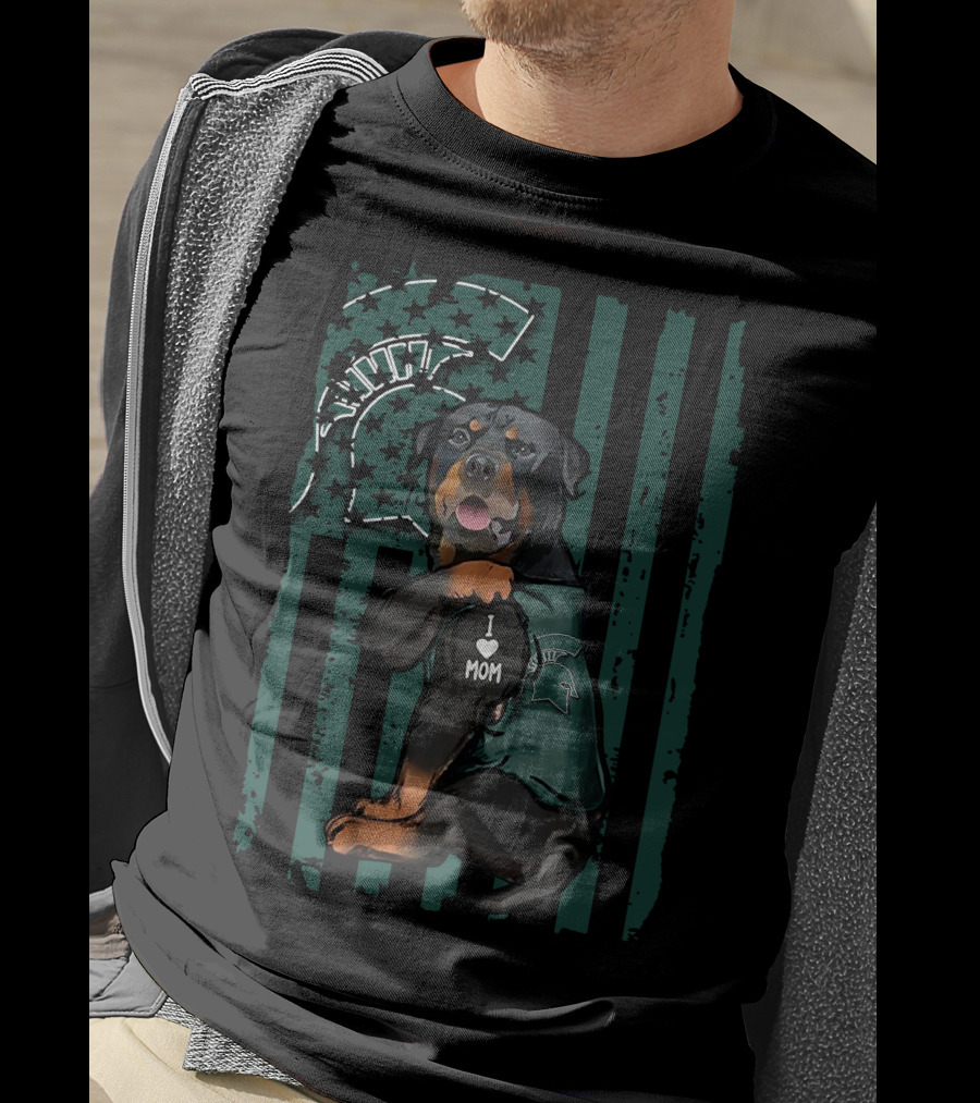 Rottweiler I Love Mom Michigan State Spartans T-Shirt