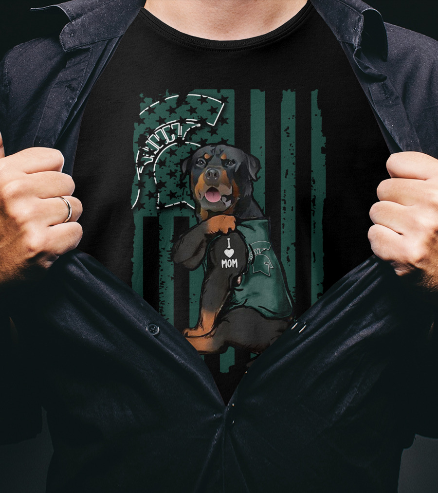 Rottweiler I Love Mom Michigan State Spartans T-Shirt