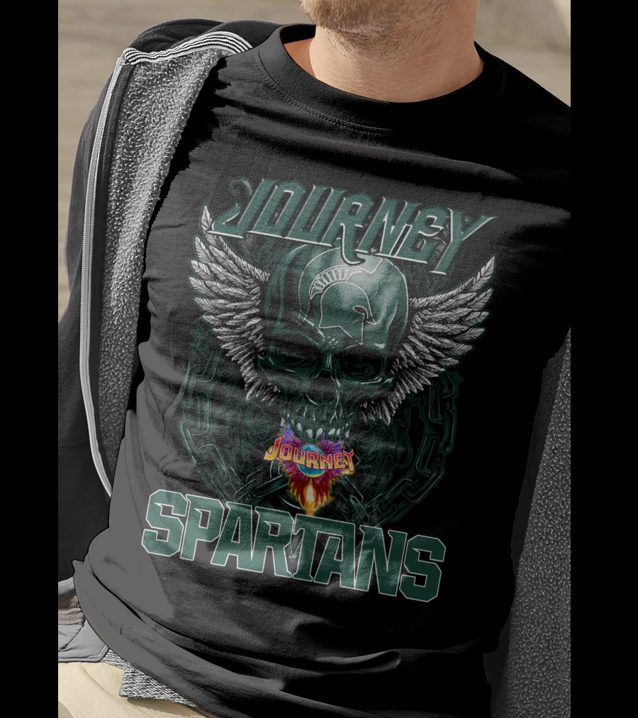 Journey Michigan State Spartans Skull Wings Chains T-Shirt