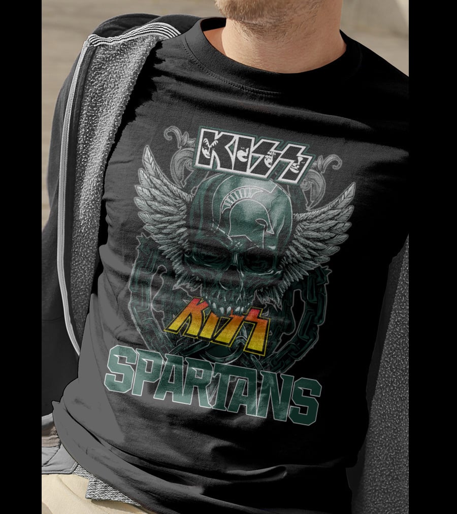 KISS Michigan State Spartans Skull Wings T-Shirt