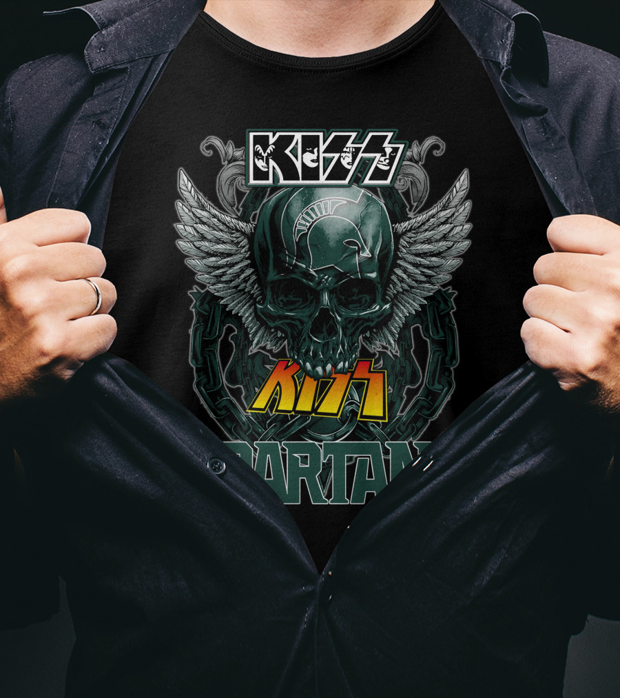 KISS Michigan State Spartans Skull Wings T-Shirt