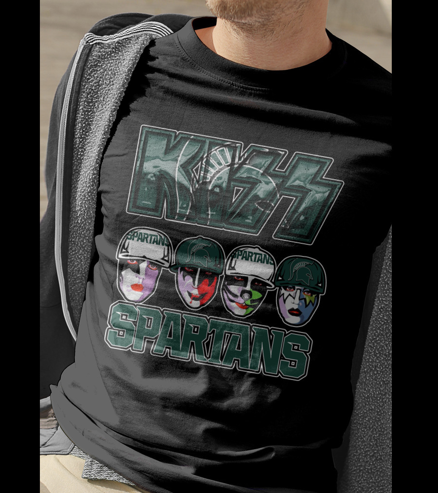 KISS Michigan State Spartans Band Face Makeup Fan Mashup T-Shirt