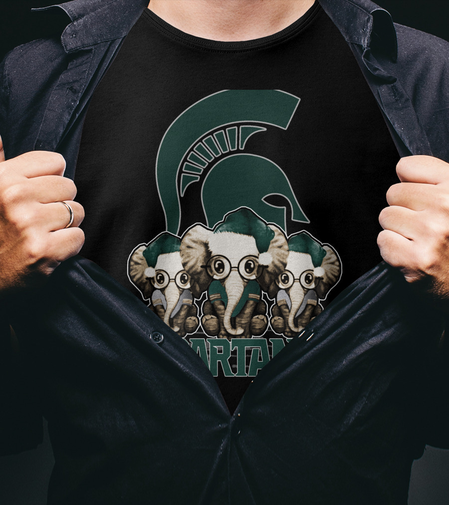 Elephant Christmas Michigan State Spartans Trio T-Shirt