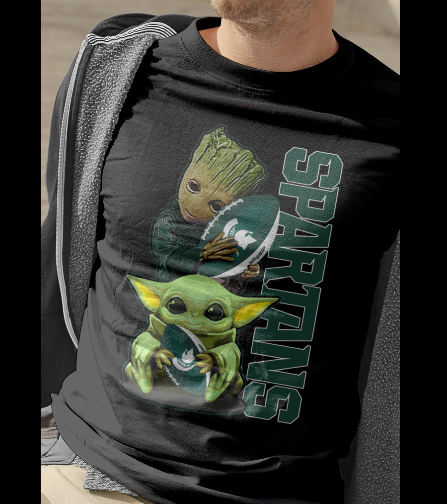 Grzd Michigan State Spartans Baby Alien And Tree Character Football T-Shirt