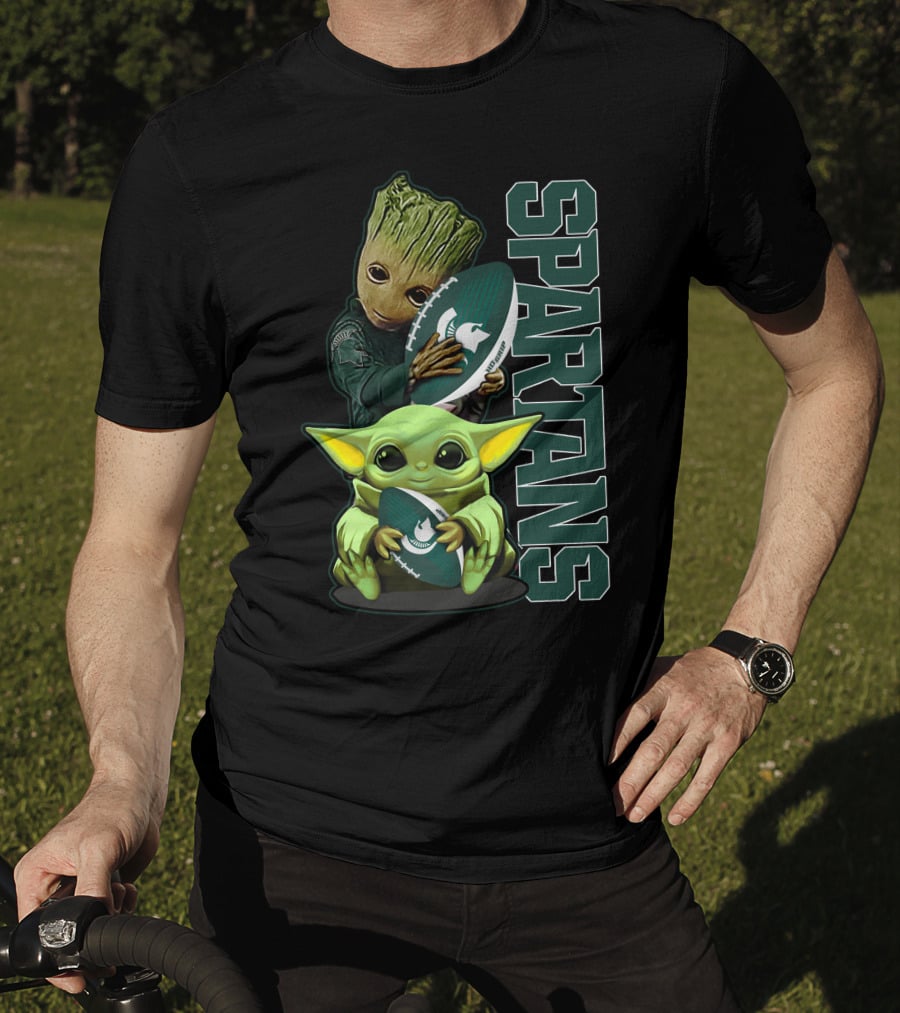 Grzd Michigan State Spartans Baby Alien And Tree Character Football T-Shirt