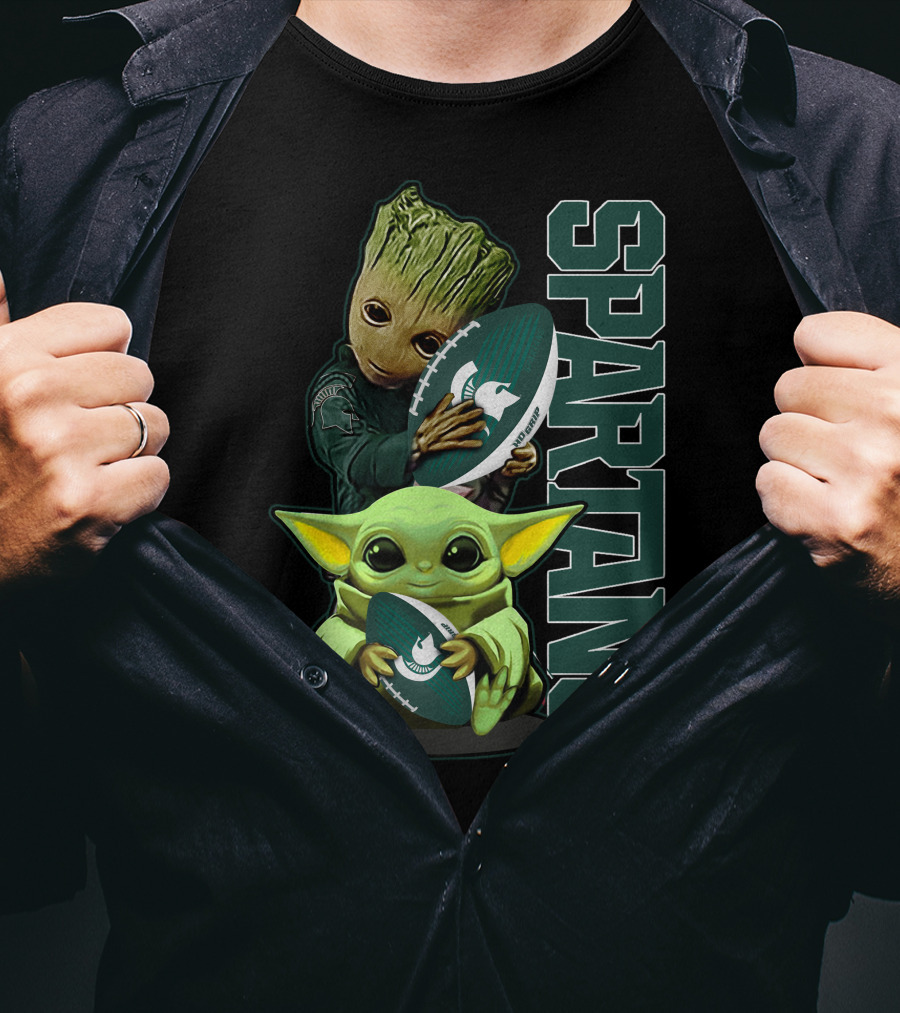 Grzd Michigan State Spartans Baby Alien And Tree Character Football T-Shirt