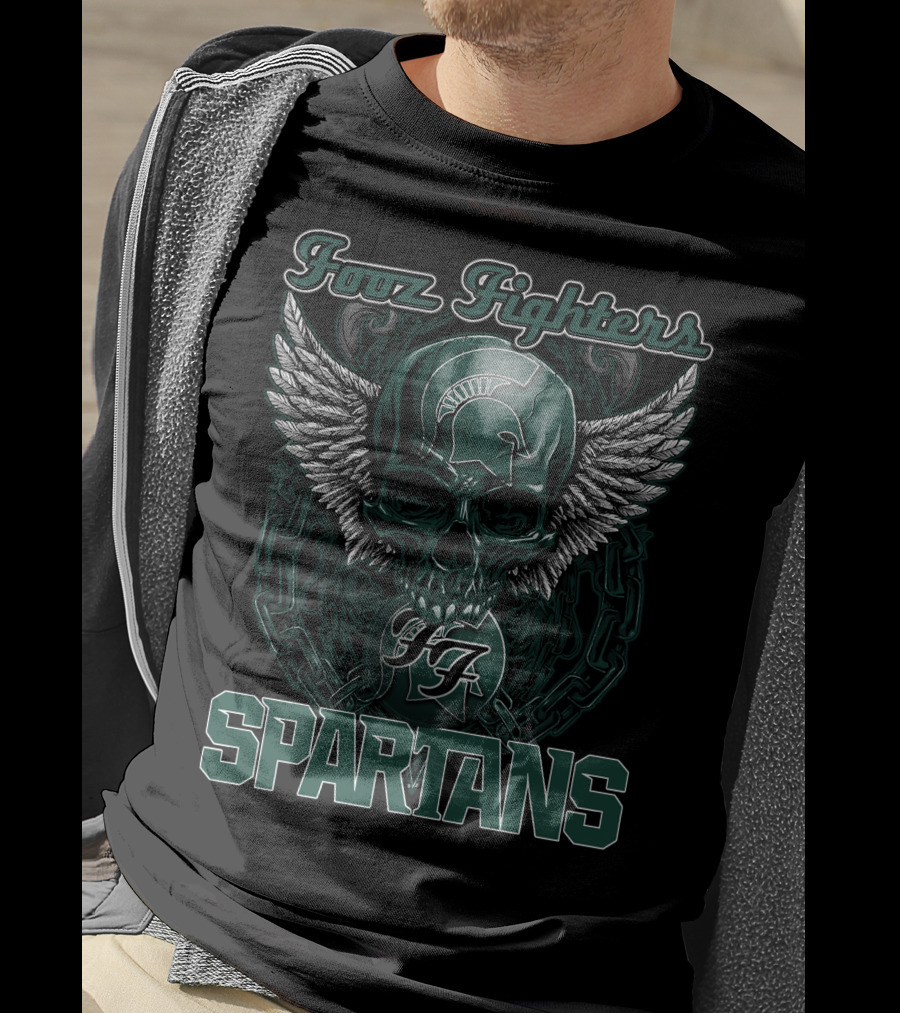 Fozz Fighters Michigan State Spartans Winged Skull T-Shirt