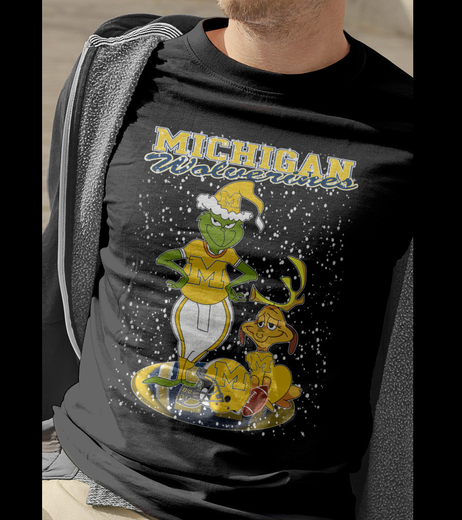 Michigan Wolverines Grinchxmas Holiday Football T-Shirt